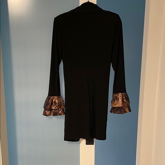 Ramy Brook Black Long Sleeve Dress with Leopard Accents - Picture 4 of 4